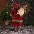 Дед Мороз "В красной клетчатой шубке, с фонариком/лыжами  и веточками" 35х60 см