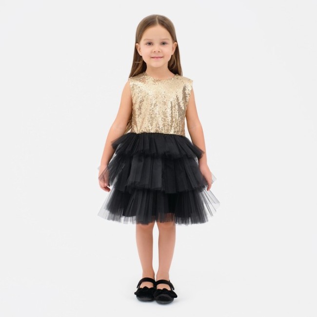 Платье нарядное для девочки с пайетками KAFTAN, размер 36 (134-140), цвет чёрный