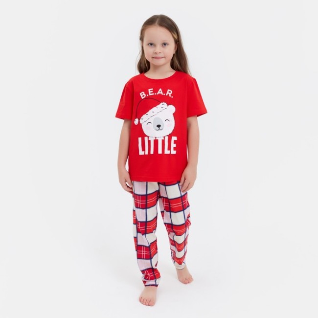 Пижама для девочки новогодняя KAFTAN "Bear", размер 36 (134-140)