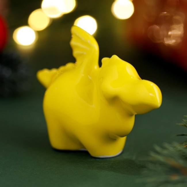 Сувенир новогодний "Дракон Джет.2024" интерьерный, желтый, фарфор, 5 см