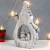 Сувенир керамика свет "Снеговик с птицей и зимним домиком, срез дерева" 41х25х9 см