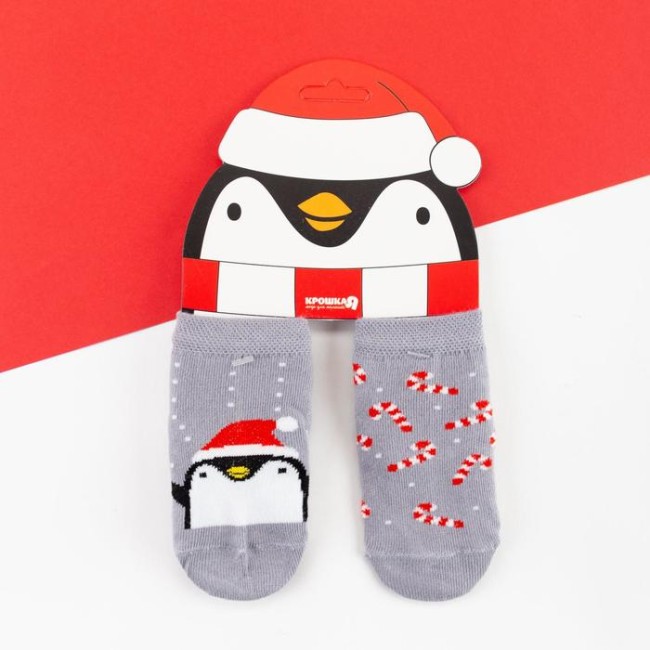 Набор новогодних детских носков Крошка Я «Пингвин», 2 пары, 6-8 см