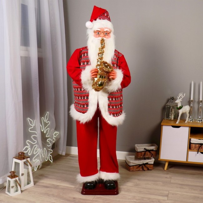 Дед Мороз "Музыкант" двигается, музыка саксофон, 160 см