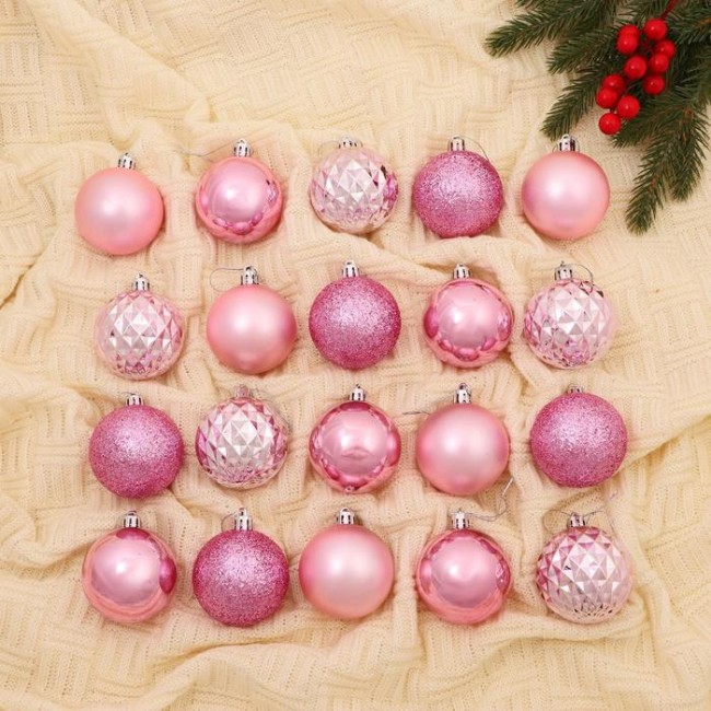 Набор шаров пластик d-6 см, 20 шт "Нобиле" розовый