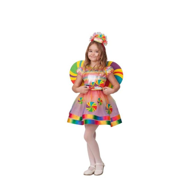 Карнавальный костюм «Конфетка», платье, головной убор, крылья, р. 34, рост 134 см