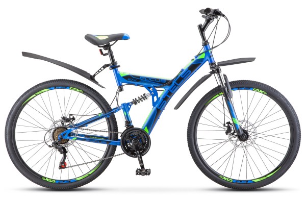 Велосипед Stels Focus 27,5" MD 21 sp V010 Синий/Неоновый-зеленый