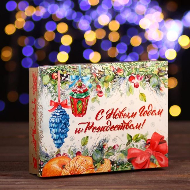 Подарочная коробка "Новогодний букет", 23,5 х 6,5 х 18,7 см