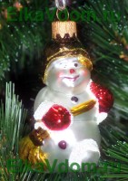 Новогоднее украшение "Снеговик с метлой"(9см) ФУ-407