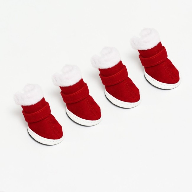 Ботинки "Кристмес", набор 4 шт, размер 4 (подошва 5,5 х 4,5 см), красные