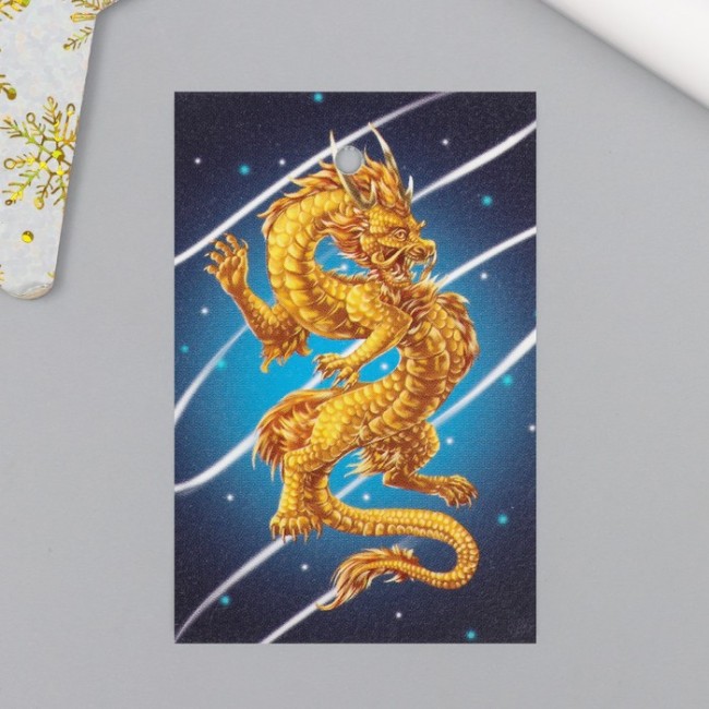 Бирка картон "Золотой дракон" 4х6 см