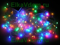 Новогодняя гирлянда-LED 7м,100 матовых разноцветных светодиодов WR 100L-RGB-М