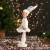 Новогодний шут "В узорном платье с мехом" 30 см, серебристо-белый