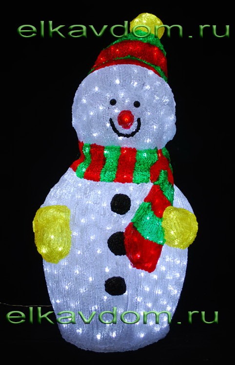 Технические характеристики Снеговик объемный пластиковый 90 см с шарфом и шляпой