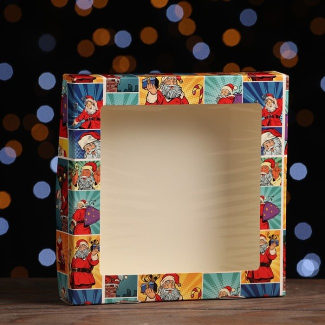 Коробка складная "Новогодний поп-арт", 20 х 20 х 4 см