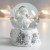 Сувенир полистоун водяной шар "Дед Мороз с подарком" белый с серебром 7х6,7х8,8 см