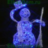 Снеговик анимационный с синими огнями K4758