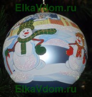 новогодний  шар "Снеговики"(12см) КУ-120-1102