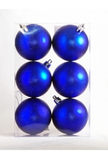Новогодние шары матовые синие Д60/6 синм цвет: СИНИЙ d=6см,6 шт