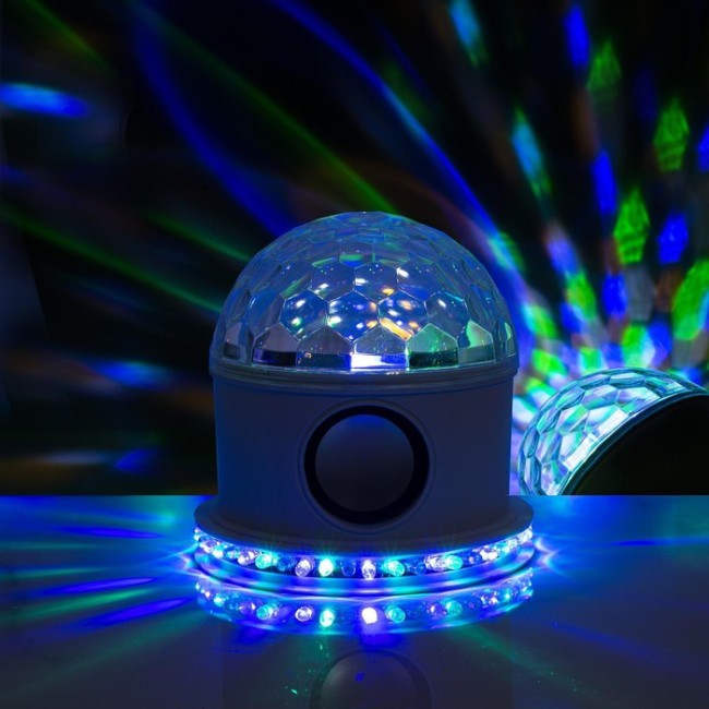 Световой прибор «Вокруг сферы» 12 см, динамик, свечение RGB, 220 В, белый