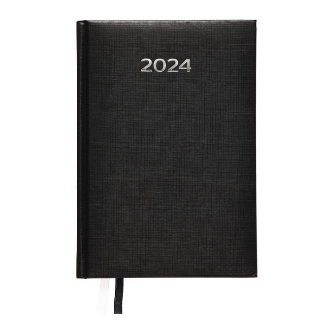 Ежедневник датированный 2024 года, А5, 176 листов, Attomex.Lancaster, обложка балакрон, ляссе, блок 70 г/м2, чёрный
