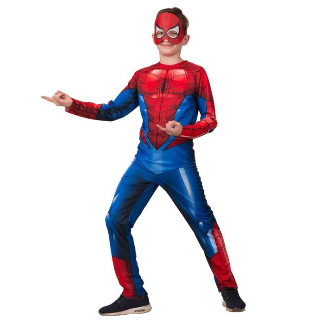 Карнавальный костюм "Человек Паук", куртка, брюки, маска, р.34, рост 134 см