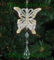 Бабочка с подвеской серебряно-золотая 102703