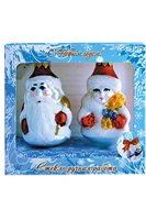 новогодний  набор украшений "Дед Мороз и Снегурочка" 9см НФ-2-109