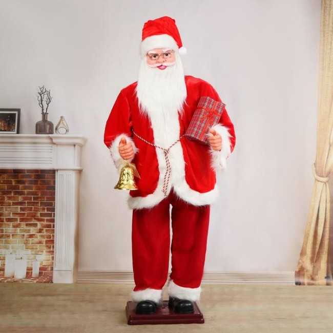 Дед Мороз "В красном костюме, с колокольчиком" двигается, музыка 180 см