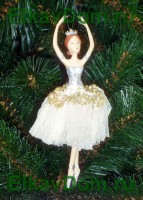 Балерина в кружевном платье бело-золотая 9821633