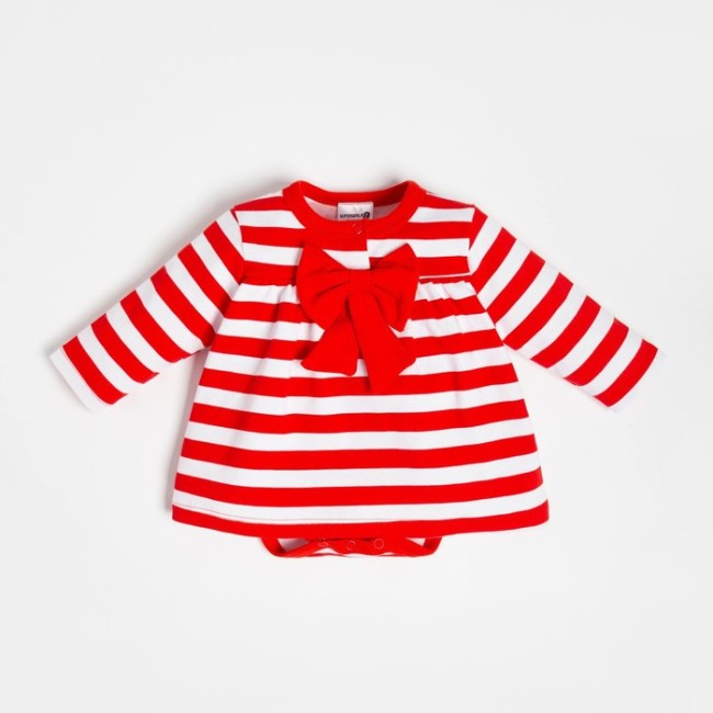 Боди-платье Крошка Я «Бантик», рост 80-86 см, цвет красный/белый