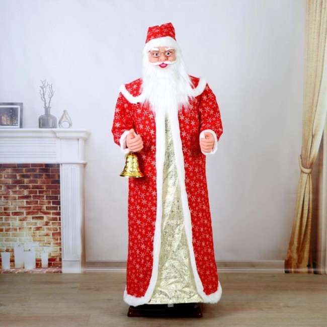Дед Мороз, в длинной шубе,с колокольчиком  танцует