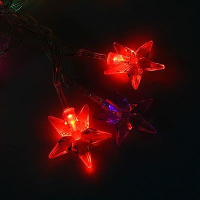 Елочная гирлянда "Звезды цветные" 3м, 20 ламп, батарейки, RGB