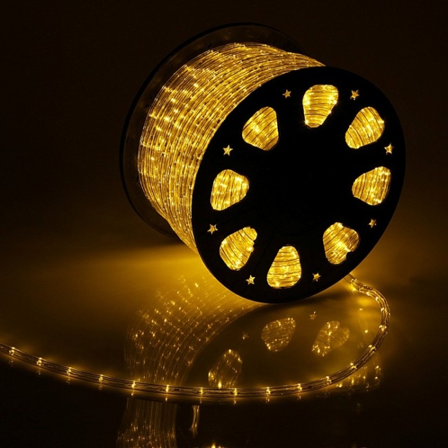 Световой шнур Luazon Lighting 11 мм, IP65, 100 м, 24 LED/м, 220 В, 2W, постоянное свечение, свечение жёлтое