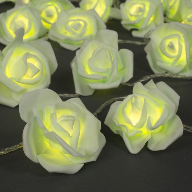 Гирлянда «Нить» 5 м с насадками «Розы зелёные», IP20, прозрачная нить, 20 LED, свечение тёплое белое, 220 В