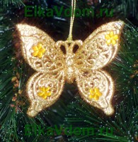 Новогоднее украшение "Бабочка"(9см) JB-20111573G